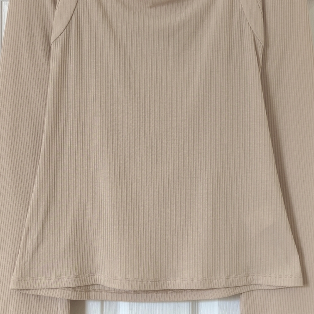 Nap Loungewear Ribbed Knit Bolero Square Neck Long Flared Sleeve Top Cream L — image 8 of 8